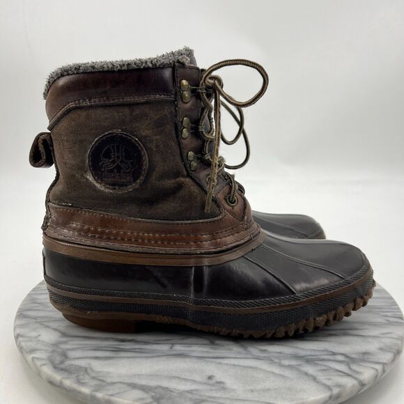 HH Brown Duck Boots Mens 7 Brown Insulated Waterproof Thinsulate Steel Shank - Picture 2 of 12